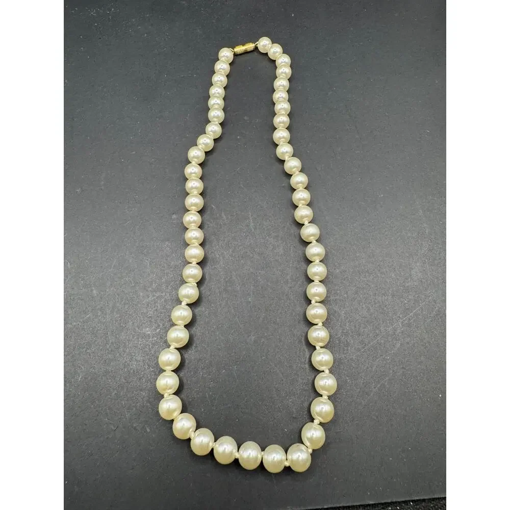 Vintage Hand Knotted Estate Solid Pearl Single Strand Necklace 18